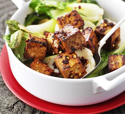 Marinated tofu with pak choi 