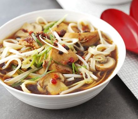 Quick & easy hot-and-sour chicken noodle soup recipe