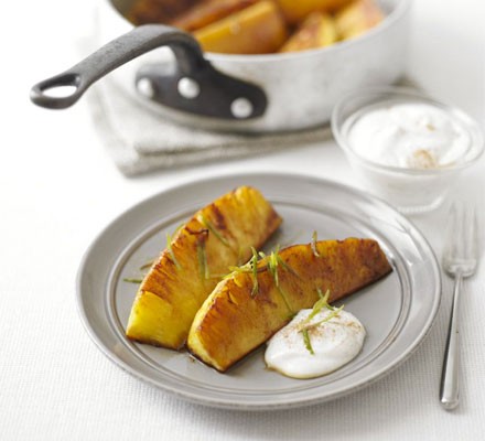 Spiced glazed pineapple with cinnamon fromage frais  recipe 