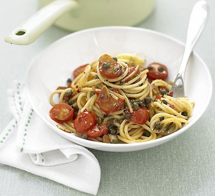 Cherry tomato & caper spaghetti recipe 