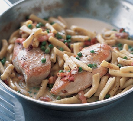 Chicken with creamy bacon penne recipe 