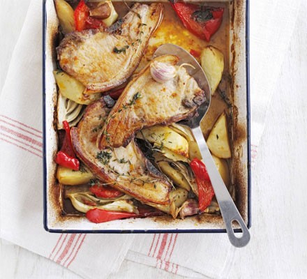 One-pot roast pork chops with fennel & potatoes recipe 