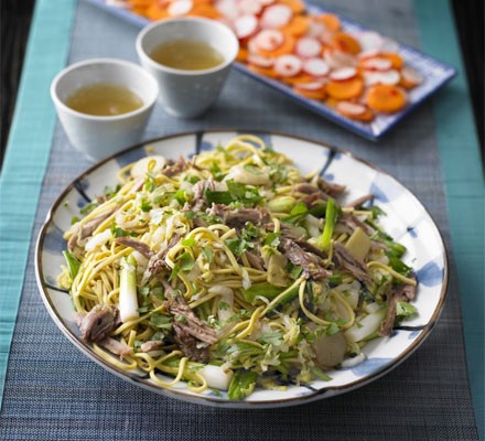 Duck & spring onion noodles recipe 