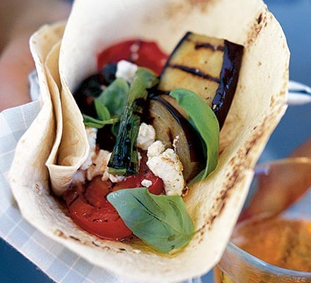 BBQ vegetables with goat's cheese recipe 