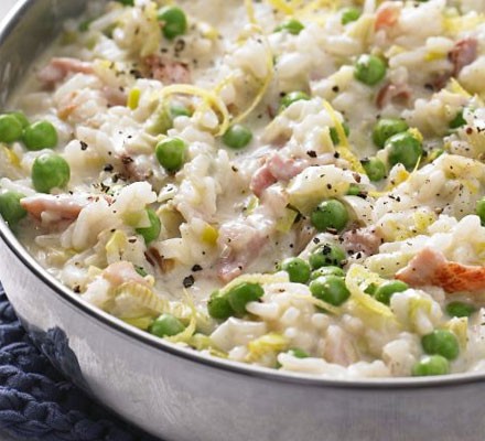 Oven-baked leek & bacon risotto recipe 