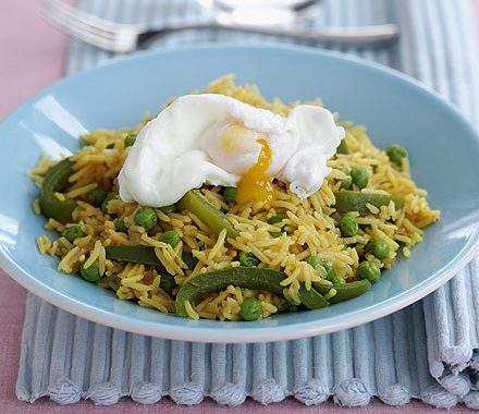 Poached egg with spicy rice recipe