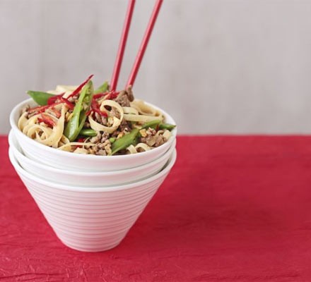Five-spice beef & sugar snap noodles recipe 