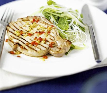 Asian pork with rice noodle salad recipe