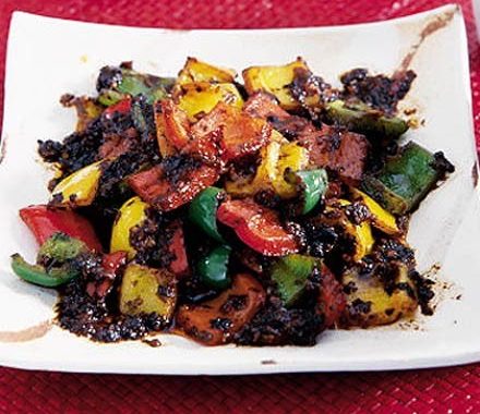 Peppers with black beans  recipe
