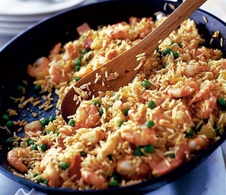 Spiced rice with prawns recipe