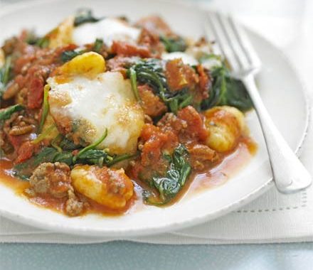 Gnocchi bolognese with spinach recipe