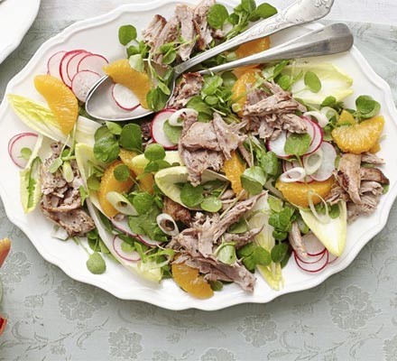 Shredded duck, watercress & orange salad recipe 