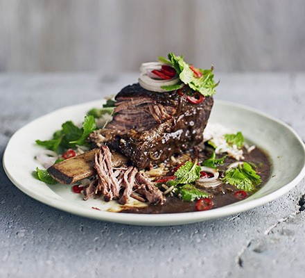 Pressure cooker short ribs with herb salad recipe 