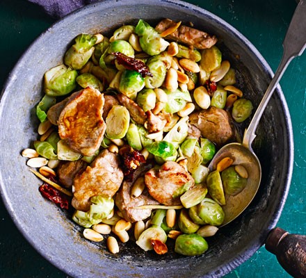 Sprouts with pork & peanuts recipe 
