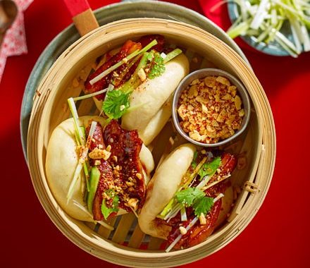 Sticky pork belly bao buns recipe