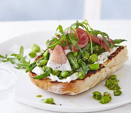 Summer beans on toast with prosciutto recipe