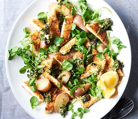Tofu escalopes with black olive salsa verde recipe