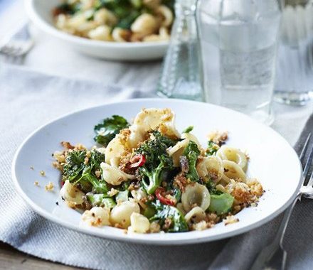 Orecchiette with anchovies & purple sprouting broccoli recipe