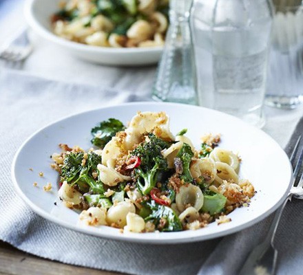 Orecchiette with anchovies & purple sprouting broccoli recipe 