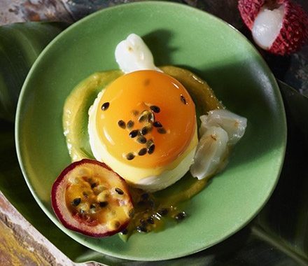 Lychee & passion fruit panna cottas recipe