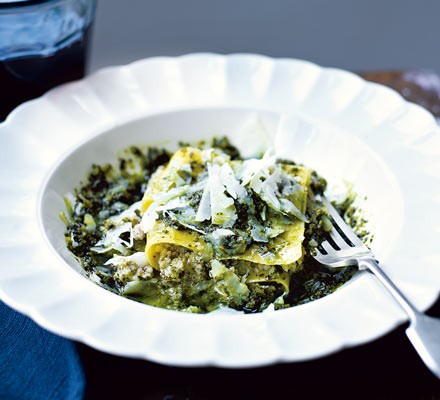 Ravioli with walnuts, goat’s cheese & cavolo nero sauce recipe 