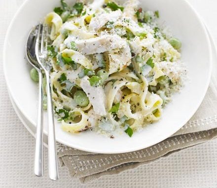 Chicken & broad bean tagliatelle recipe