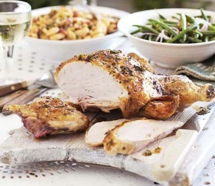 Herby lemon chicken with Tuscan beans recipe