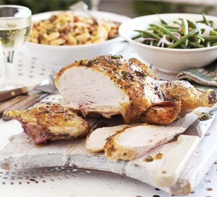 Herby lemon chicken with Tuscan beans recipe 