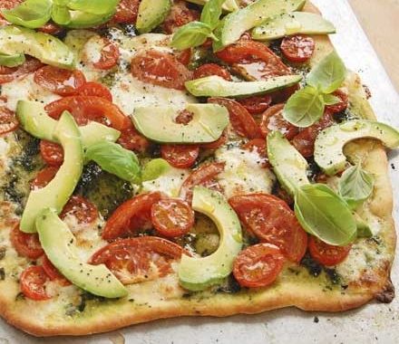 Tricolore pizza with basil oil recipe