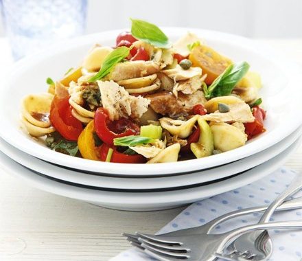 Pasta salad with tuna, capers & balsamic dressing recipe