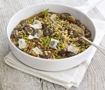 Barley, chicken & mushroom risotto recipe