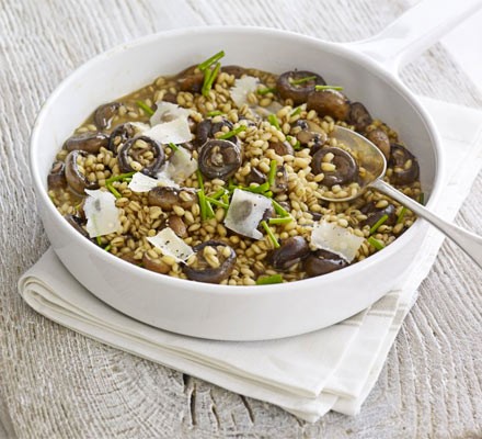 Barley, chicken & mushroom risotto recipe 