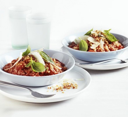 Tomato & anchovy risotto with crispy crumbs recipe 