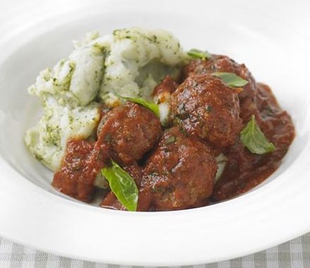 Meatballs with pesto mash recipe