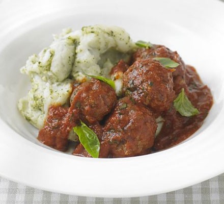 Meatballs with pesto mash recipe 