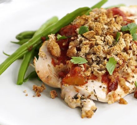 Tomato & crispy crumb chicken recipe 