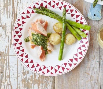 Easy poached salmon with salsa verde recipe