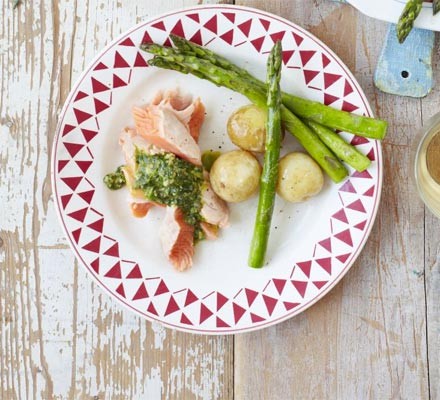 Easy poached salmon with salsa verde recipe 