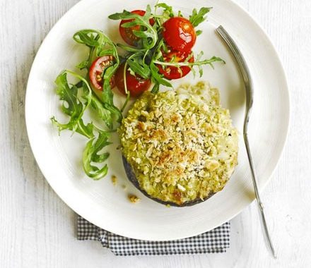 Crunchy pesto & mozzarella baked mushrooms recipe