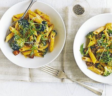 Penne with chorizo & broccoli recipe
