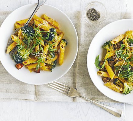 Penne with chorizo & broccoli recipe 