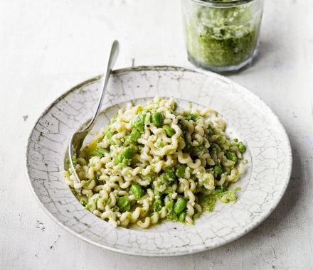Crushed broad bean pesto recipe