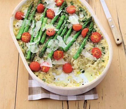 Baked asparagus risotto recipe