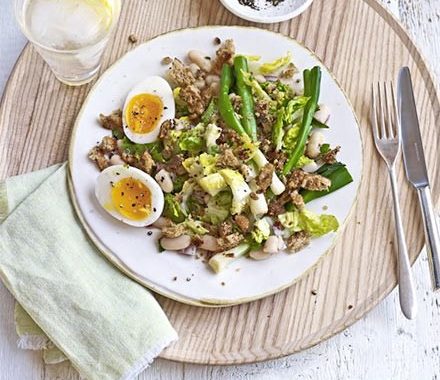 Cannellini bean & egg salad with crispy crumbs recipe