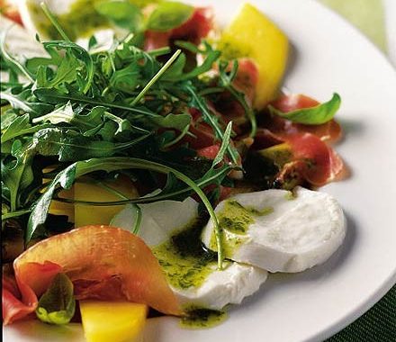 Mozzarella, mango & Serrano ham salad recipe