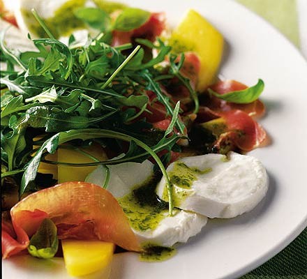 Mozzarella, mango & Serrano ham salad recipe 
