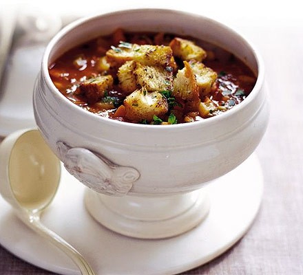 Winter minestrone with pesto croûtes recipe 