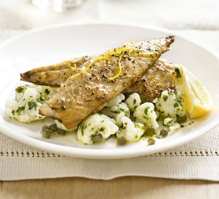 Mackerel with warm cauliflower & caper salad recipe 