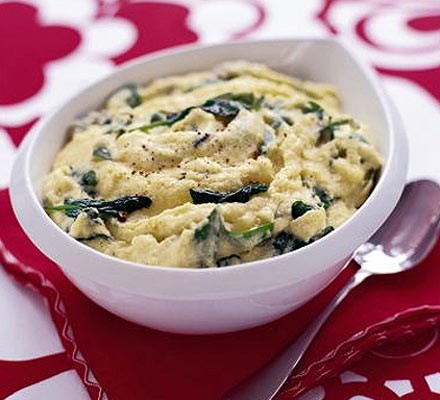 Creamy polenta with spinach recipe 