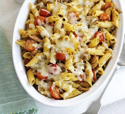 Cheesy tuna pesto pasta recipe 